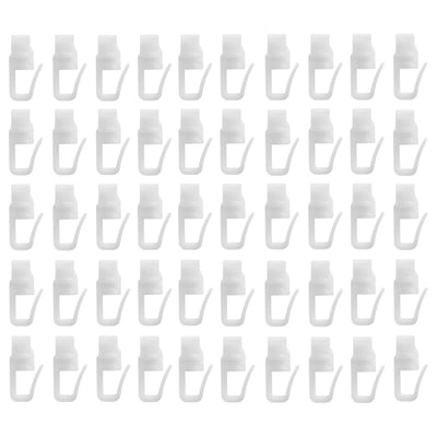 Grid of 64 grey TRÖSTA plastic clips, uniformly shaped, designed for organising items.