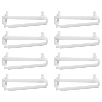 Image displays eight white trosta plastic organisers; rectangular, cutouts, neat arrangement.