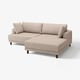 Light beige UPPÅKRA sectional sofa, modern design, comfortable, upholstered in striped fabric, with a chaise and cushions on wooden legs.