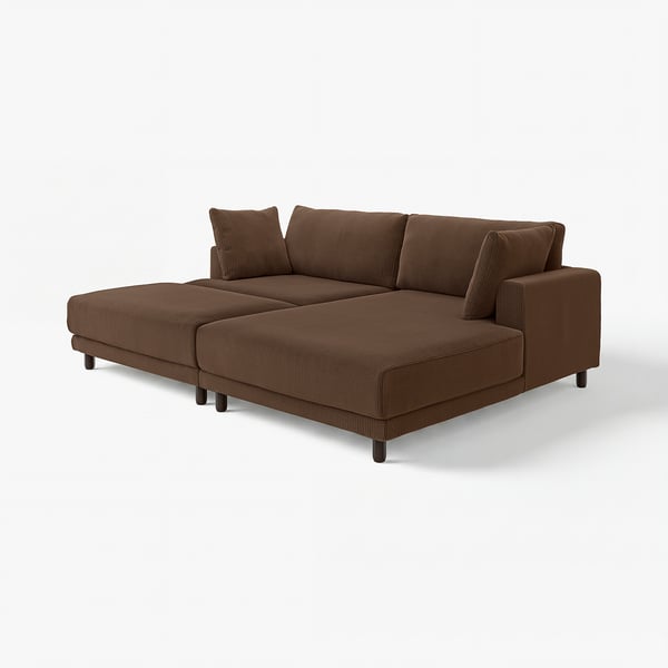 Brown UPPÅKRA sectional sofa, modern design, padded, l-shaped.