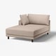 Beige striped chaise lounge, UPPÅKRA, wide cushions, wooden legs.
