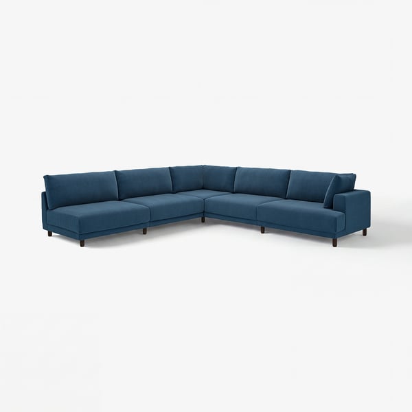 UPPÅKRA blue sectional sofa, modern design, deep cushions, wooden legs.