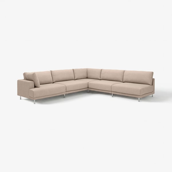 UPPÅKRA beige sectional sofa, modern design, comfortable cushions, greyish colour, corner shape, stylish and cosy.