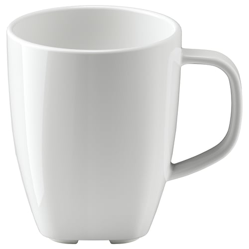 White VÄRDERA square mug, porcelain, rounded edges.