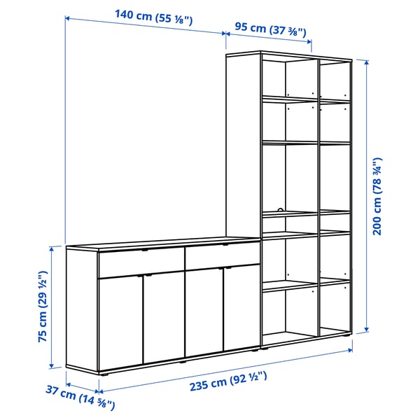Illustration with measurements for the product: VIHALS.