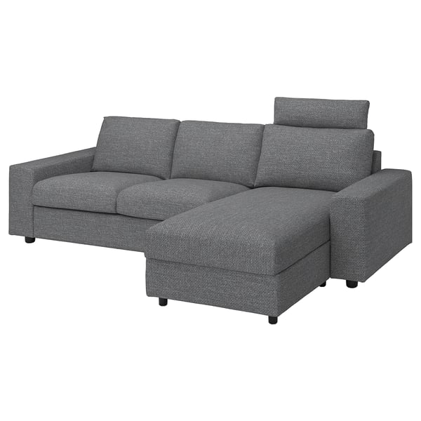 VIMLE grey l-shaped sofa, modern design, durable fabric, 10-year guarantee.