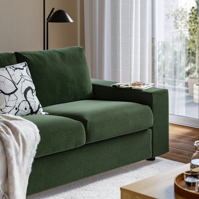 VIMLE 3-seat sofa, with wide armrests/Johanneshov dark green