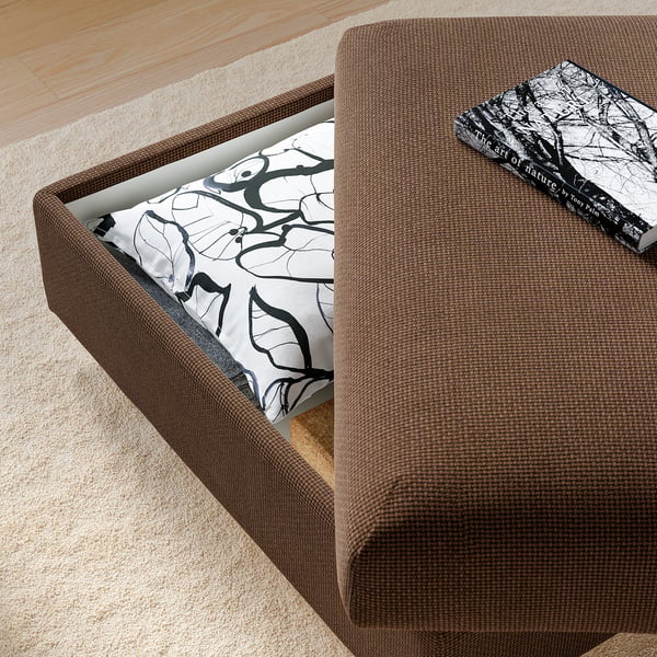 VIMLE Footstool with storage, Mosshed dark brown
