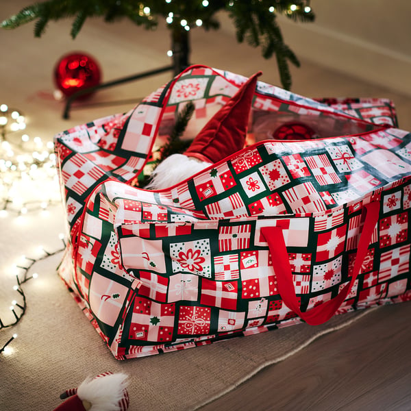 VINTERFINT Storage bag, Christmas pattern/multicolour, 35x73x30 cm/76 l