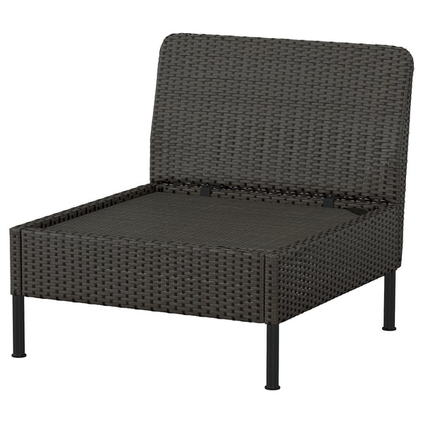 VITTSKÄR Modular easy chair, outdoor/plastic rattan dark grey