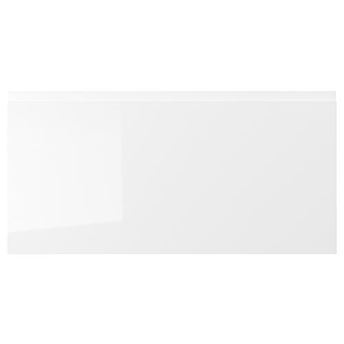 VOXTORP white gloss kitchen front - modern, high-gloss surface, integrated handles.