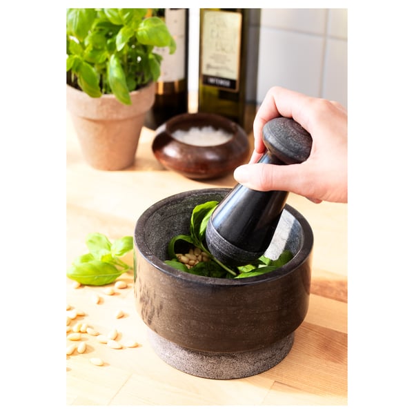 ÄDELSTEN Mortier et pilon, marbre noir