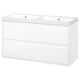 ÄNGSJÖN / BACKSJÖN Meuble lavabo avec tiroirs/vasque, brillant blanc, 120x48x69 cm