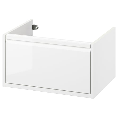 ÄNGSJÖN Meuble lavabo avec tiroir, brillant blanc, 60x48x33 cm