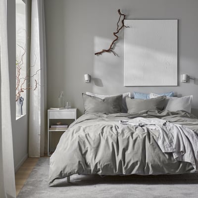 ÄNGSLILJA Housse de couette et 2 taies, gris, 240x220/50x60 cm