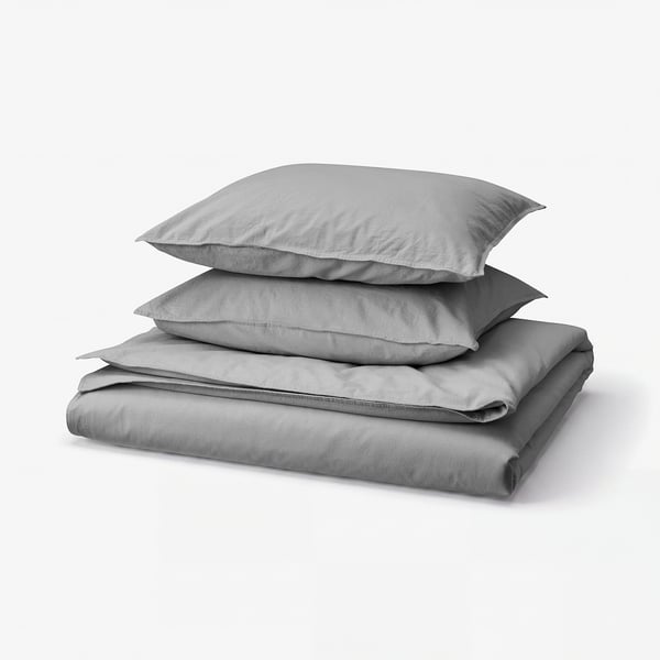ÄNGSLILJA Housse de couette et 2 taies, gris, 240x220/50x60 cm