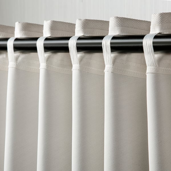 ANNAKAJSA Rideaux assombrissants, 2 pièces, blanc/ruflette, 145x250 cm