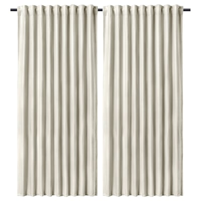 ANNAKAJSA Rideaux assombrissants, 2 pièces, blanc/ruflette, 145x250 cm