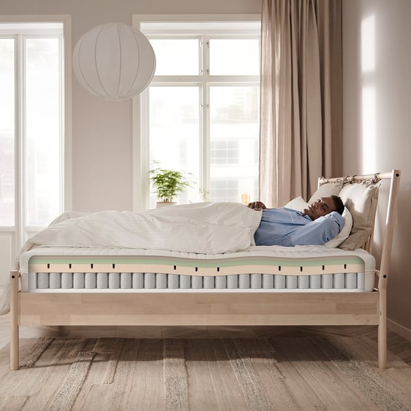 ÅNNELAND Matelas hybride, mi-ferme/blanc, 140x200 cm