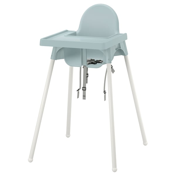 ANTILOP Structure chaise haute+tablette, bleu gris/blanc