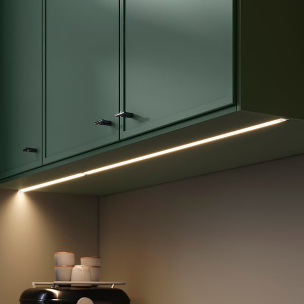 ASPUDDEN Panneau de finition pour éclairage, gris-vert foncé, 221 cm