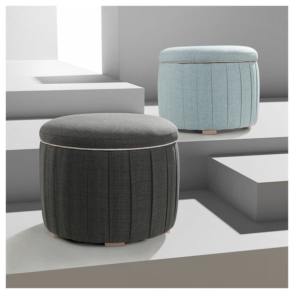ÅTERLÖGA Pouf, avec rangement/Kilanda bleu clair