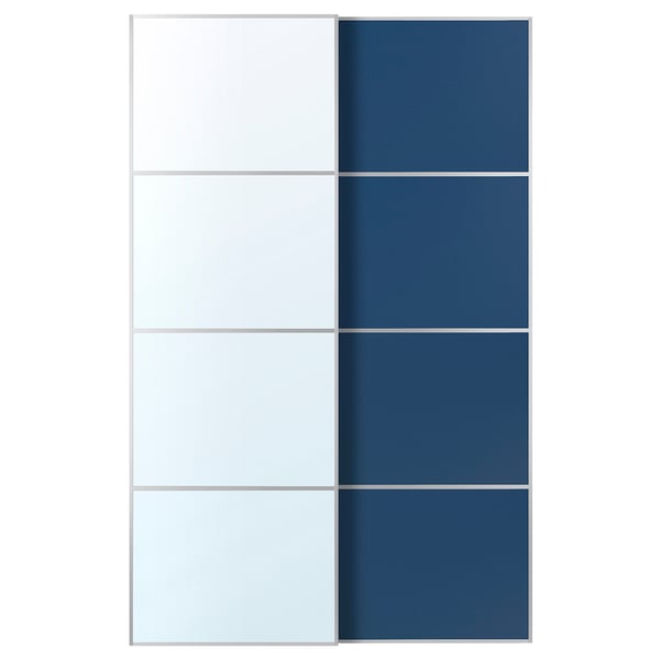 AULI / MEHAMN Jeu 2 ptes coul, aluminium miroir/double face bleu, 150x236 cm