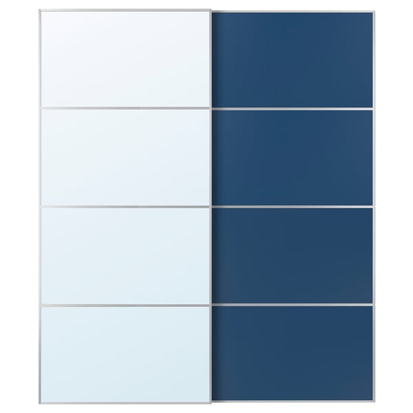 AULI / MEHAMN Jeu 2 ptes coul, aluminium miroir/double face bleu, 200x236 cm