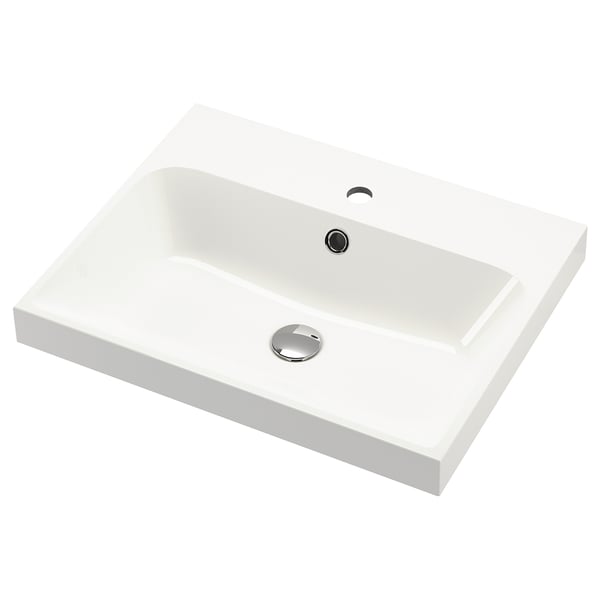 BACKSJÖN Lavabo, blanc, 60x48 cm