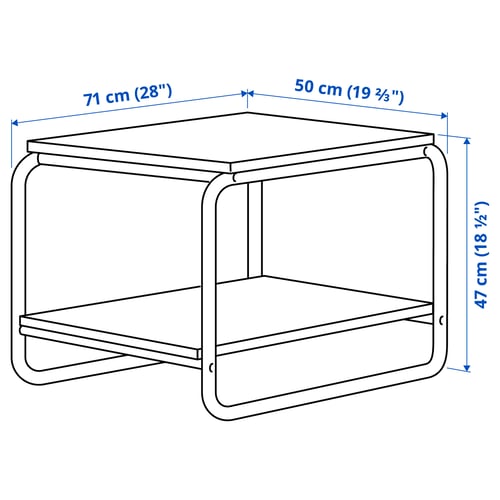 BAGGBODA Table d'appoint, blanc, 71x50 cm