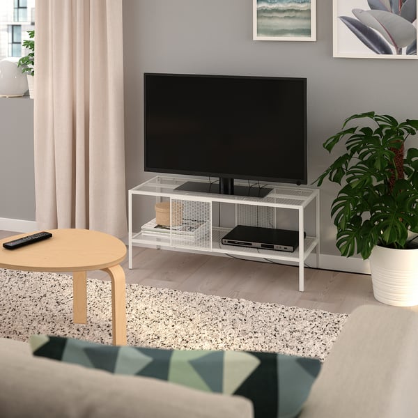 BAGGEBO Banc TV, métal/blanc, 90x35x40 cm