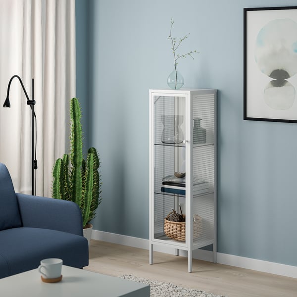 BAGGEBO Vitrine, métal/blanc, 34x30x116 cm