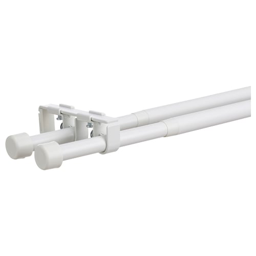 BEKRÄFTA Set tringle à rideaux double, blanc, 120-210 cm 19 mm