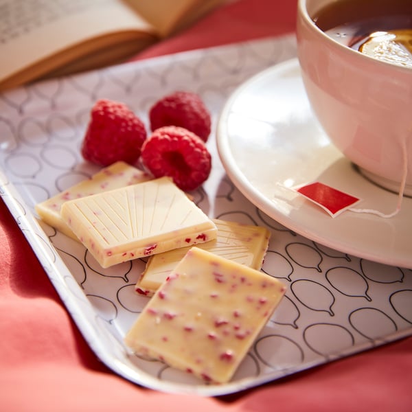 BELÖNING Tablette de chocolat blanc, avec framboise ., 100 g
