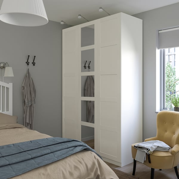 BERGSBO Porte miroir fermeture silencieuse, blanc, 50x229 cm