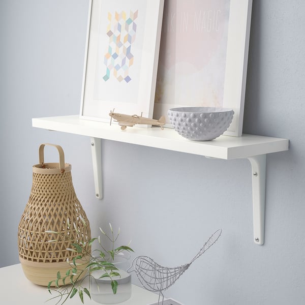 BERGSHULT / TOMTHULT Tablette avec console, blanc, 80x20 cm