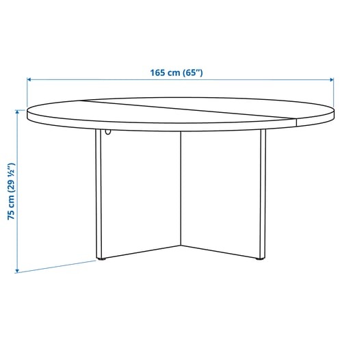 BERGSHYTTAN Table, effet teinté plaqué bouleau, 165 cm