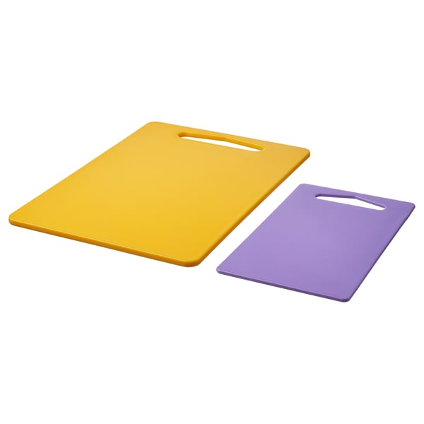 BERGTUNGA Planches à découper, 2pces, jaune vif/mauve