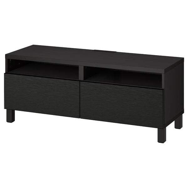 BESTÅ Banc TV avec tiroirs, brun noir/Laxviken/Stubbarp noir, 120x42x48 cm