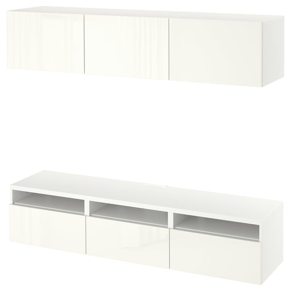 BESTÅ Banc TV, blanc/Selsviken brillant/blanc, 180x42x185 cm