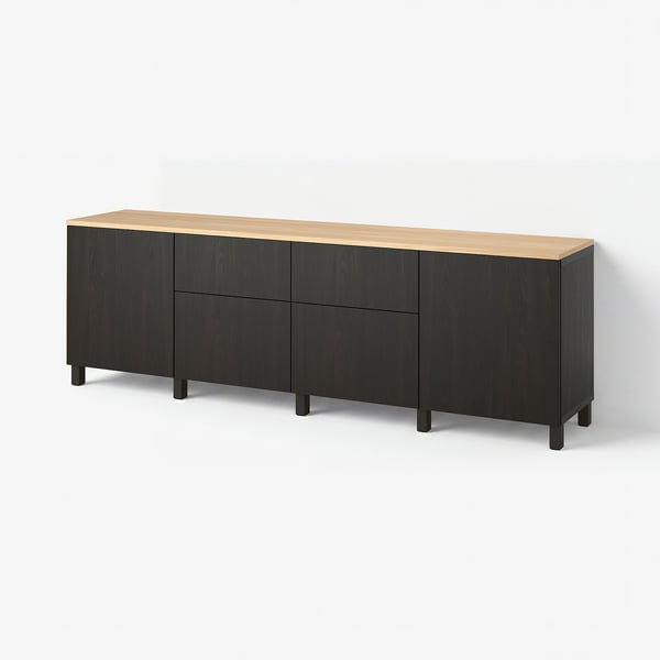 BESTÅ Combinaison de rangement, brun noir/Lappviken brun noir, 240x42x76 cm