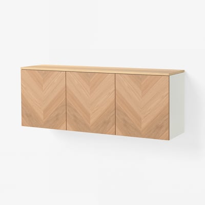 BESTÅ Combinaison rangement murale, blanc/Hedeviken plaqué chêne, 180x42x66 cm