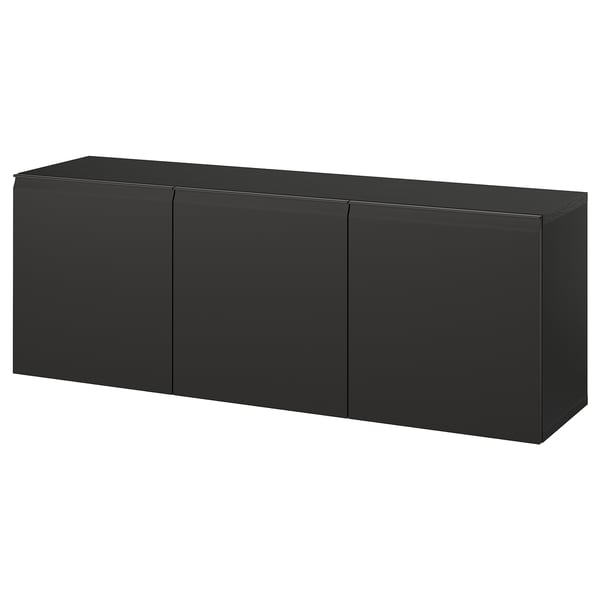 BESTÅ Combinaison rangement murale, brun noir/Hammarsmed anthracite, 180x42x64 cm
