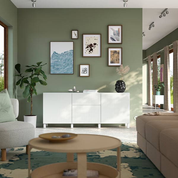 BESTÅ Combinaison rangement tiroirs, Förvaltare blanc/Stubbarp blanc, 180x42x74 cm