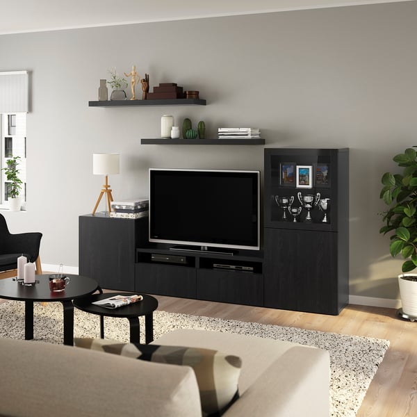BESTÅ / LACK Combinaison meuble TV, brun noir, 240x42x129 cm