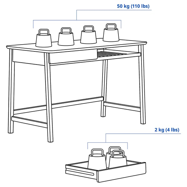 BETESHÄST Bureau, bambou clair, 120x60 cm