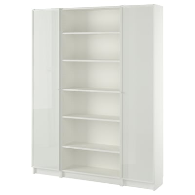BILLY / HÖGBO Combi bibliothèque+portes vitrées, blanc, 160x202 cm