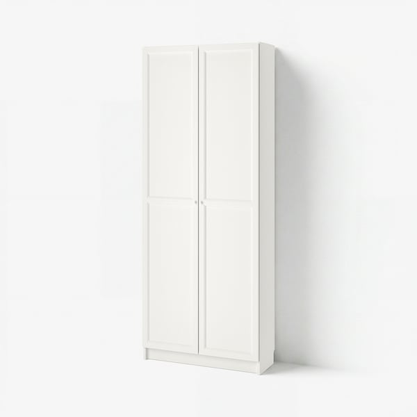 BILLY / OXBERG Bibliothèque avec portes, blanc, 80x30x202 cm