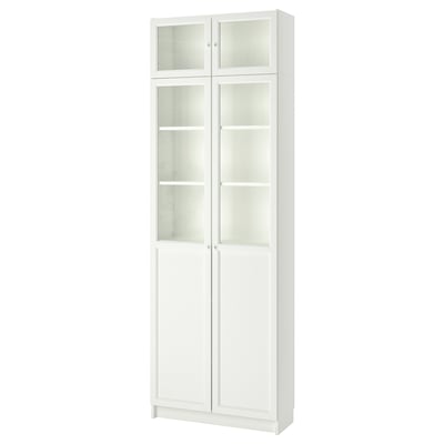 BILLY / OXBERG Bibliothèque surmeuble/panneau/vitr, blanc, 80x30x237 cm
