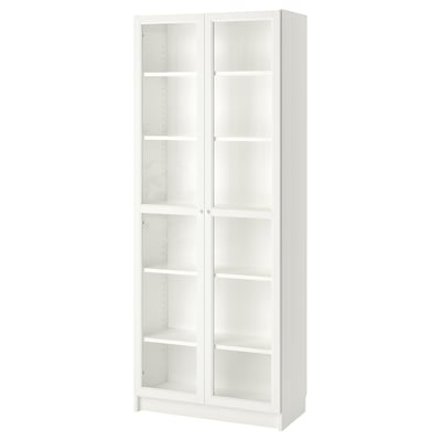 BILLY / OXBERG Bibliothèque vitrée, blanc/verre, 80x41x202 cm